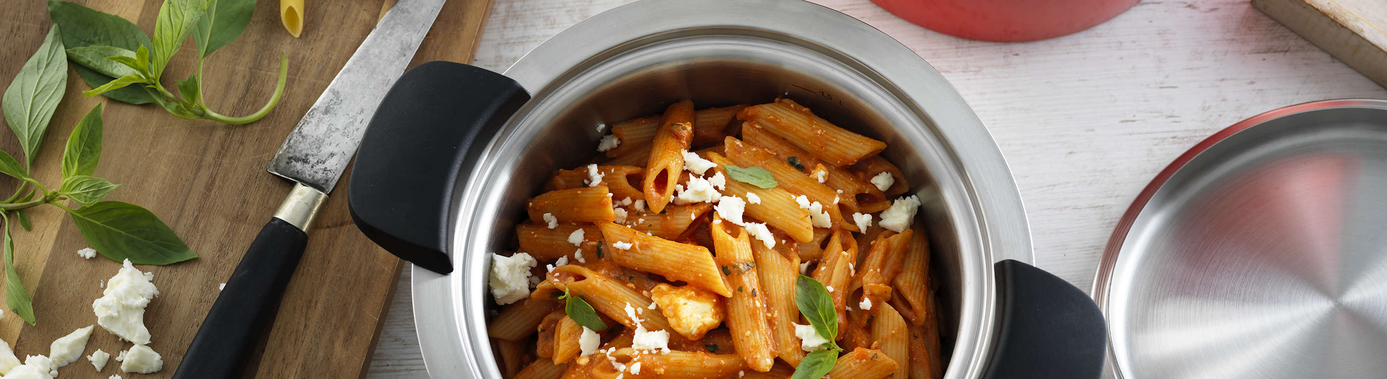 Penne al estilo griego