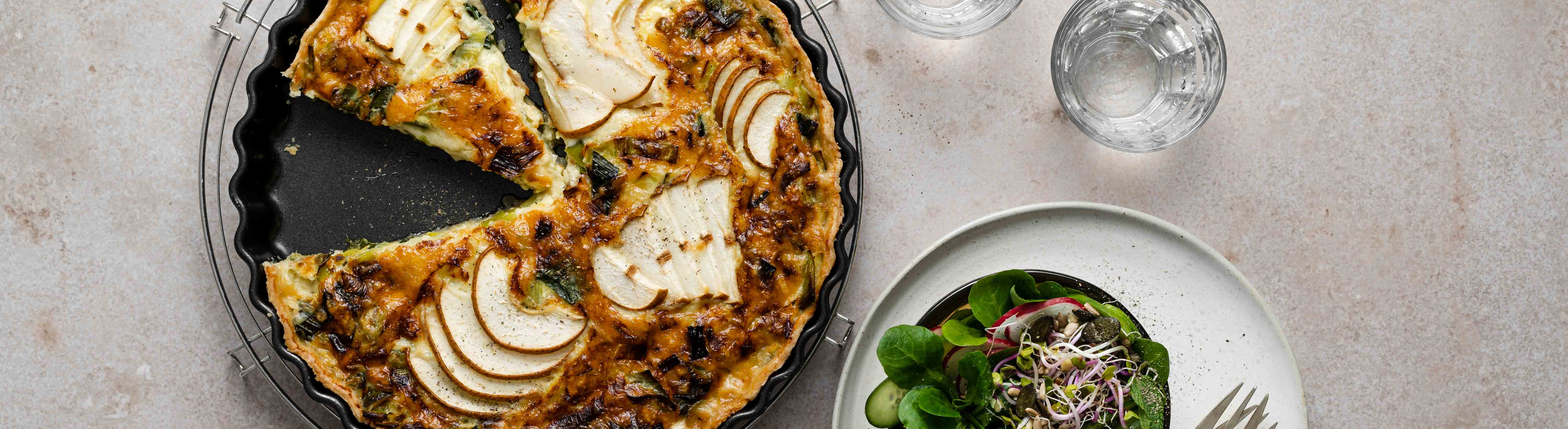 Tarte aux poireaux au fromage fondu